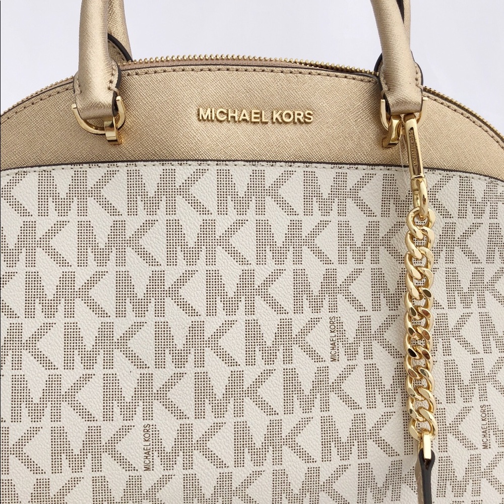 NWT Michael Kors Large Crossbody Vanilla MK Gold - Picture 7 of 8